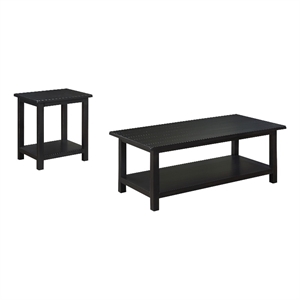 Pemberly Row 2-piece Coffee and End Table Set in Distressed Java
