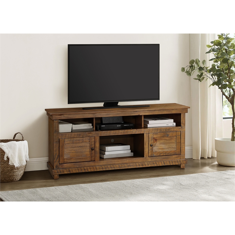 Pemberly Row 60-inch TV Stand Media Console in Distressed Brown