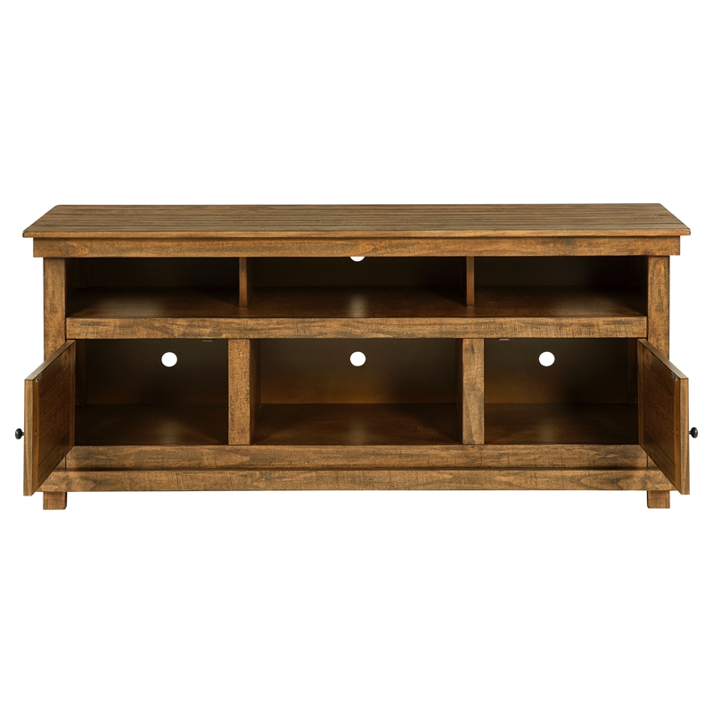 Pemberly Row 60-inch TV Stand Media Console in Distressed Brown