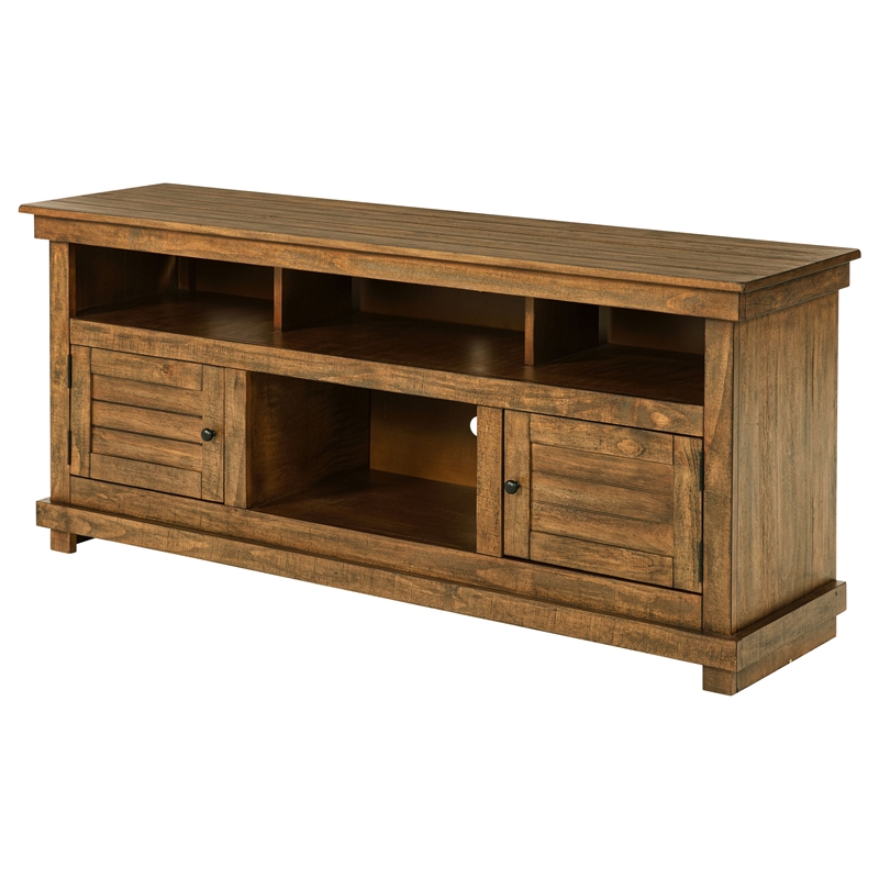 Pemberly Row 60-inch TV Stand Media Console in Distressed Brown