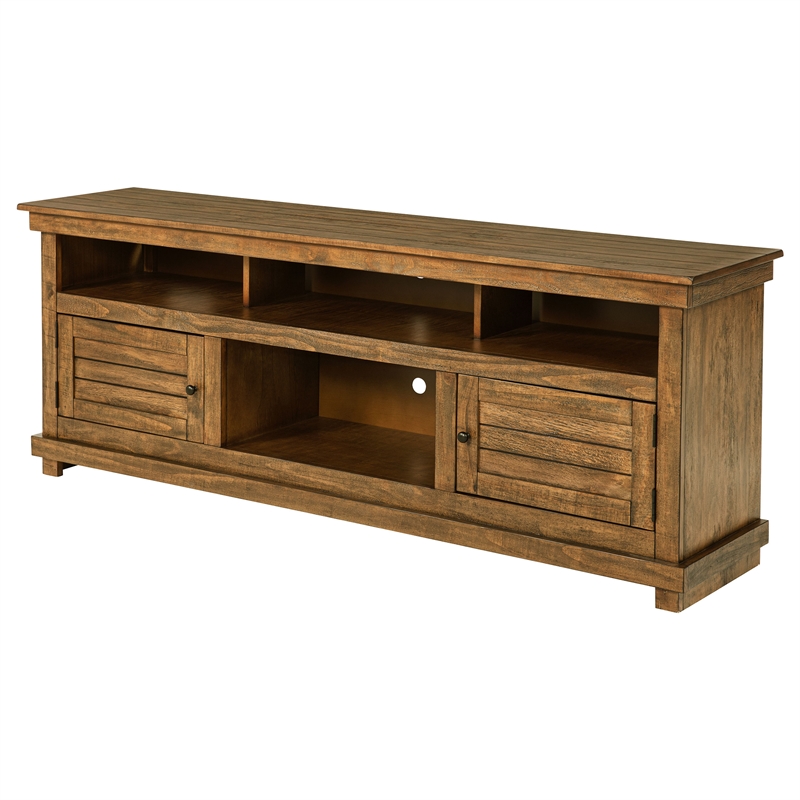 Pemberly Row 70-inch TV Stand Media Console in Distressed Brown