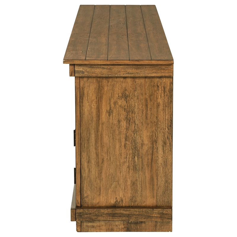 Pemberly Row 70-inch TV Stand Media Console in Distressed Brown