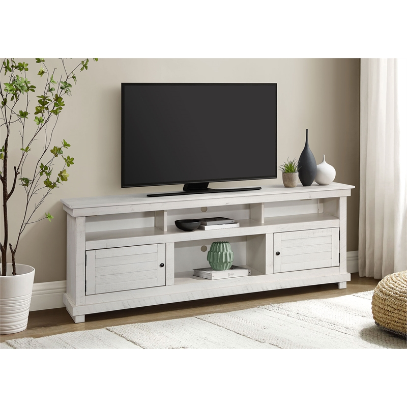 Pemberly Row 70-inch TV Stand Media Console in Distressed White