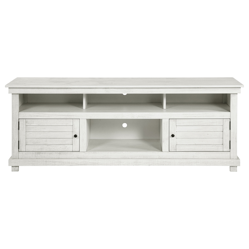 Pemberly Row 70-inch TV Stand Media Console in Distressed White