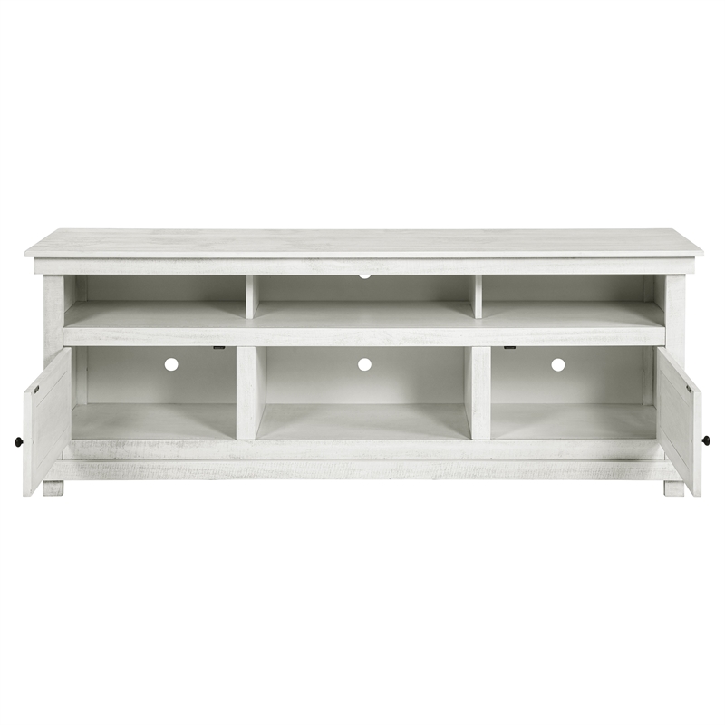 Pemberly Row 70-inch TV Stand Media Console in Distressed White