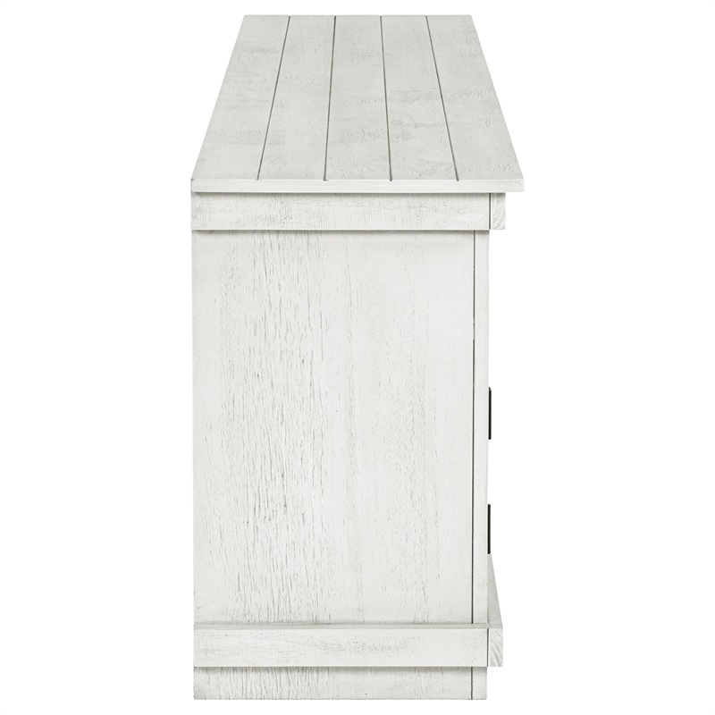 Pemberly Row 70-inch TV Stand Media Console in Distressed White