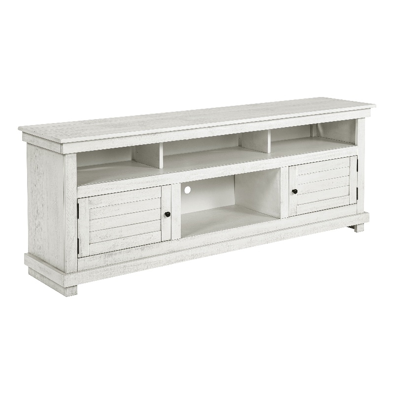 Pemberly Row 70-inch TV Stand Media Console in Distressed White