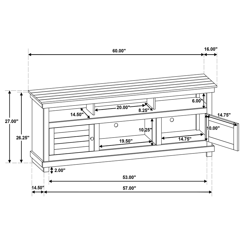 Pemberly Row 60-inch TV Stand Media Console in Distressed Java