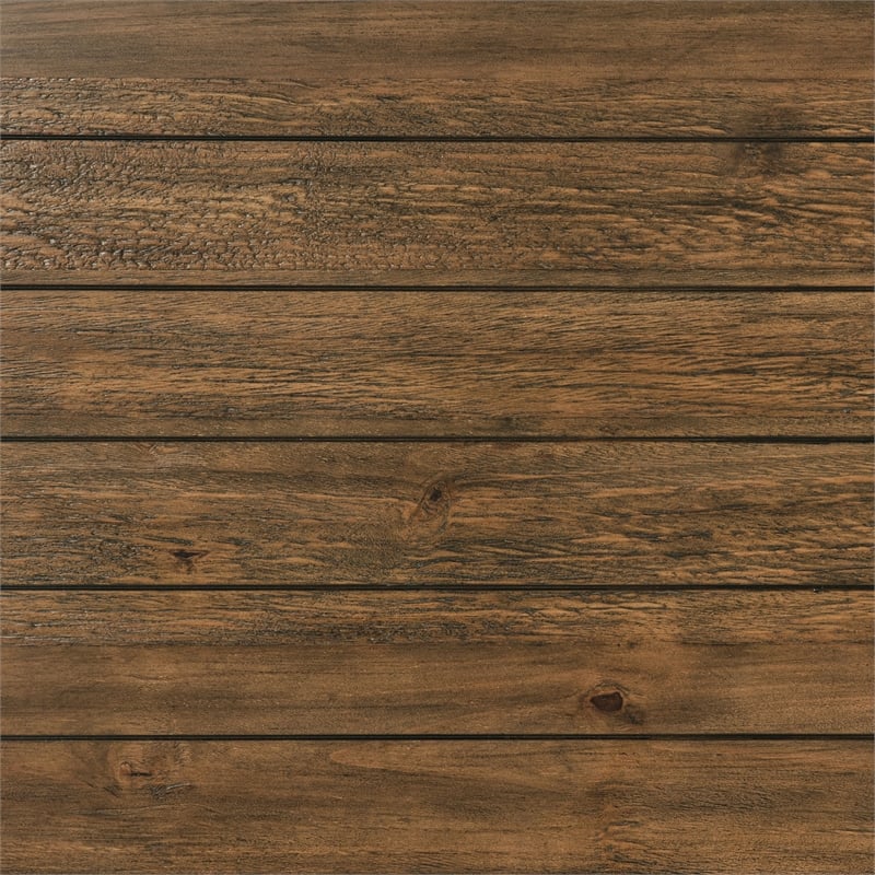 Pemberly Row Square Wood End Table with Shelf in Distressed Brown