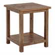 Pemberly Row Square Wood End Table with Shelf in Distressed Brown