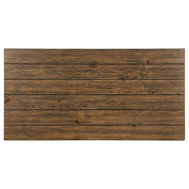 Pemberly Row Rectangular Wood Coffee Table with Shelf in Distressed Brown