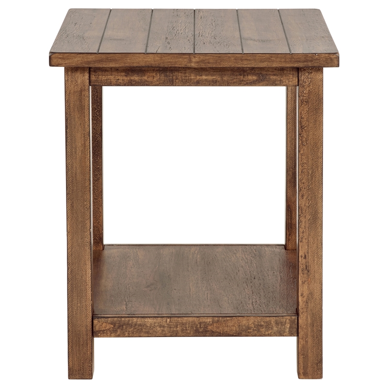 Pemberly Row 2-piece Coffee and End Table Set in Distressed Brown