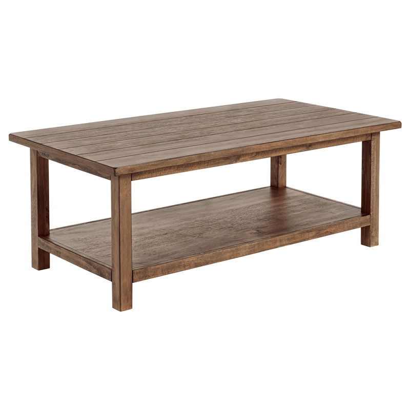 Pemberly Row 2-piece Coffee and End Table Set in Distressed Brown