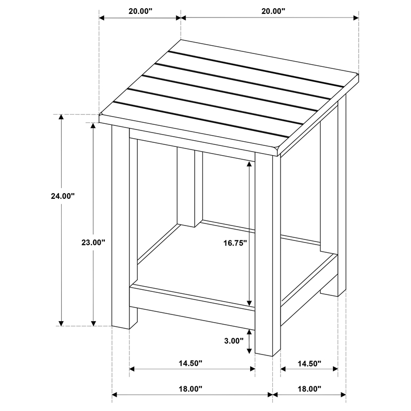 Pemberly Row Square Wood End Table with Shelf in Distressed White