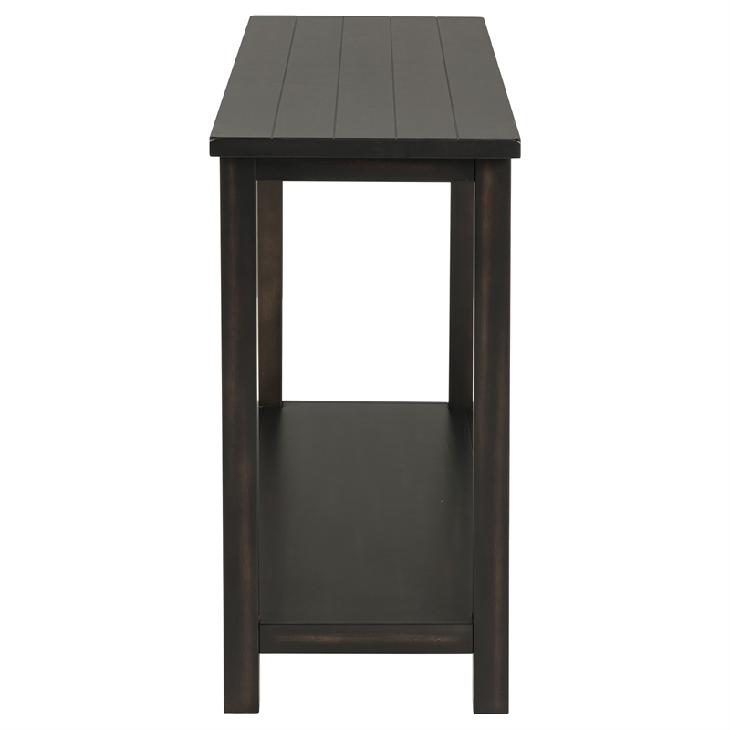 Pemberly Row Wood Entryway Sofa Console Table with Shelf in Java