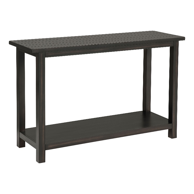 Pemberly Row Wood Entryway Sofa Console Table with Shelf in Java