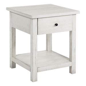 Pemberly Row 1-drawer Wood End Table with Shelf in Distressed White