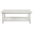 Pemberly Row Rectangular Wood Coffee Table with Shelf in Distressed White