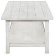 Pemberly Row Rectangular Wood Coffee Table with Shelf in Distressed White