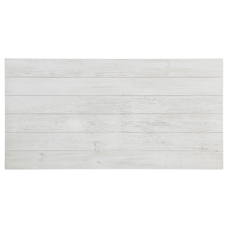 Pemberly Row Rectangular Wood Coffee Table with Shelf in Distressed White