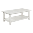 Pemberly Row Rectangular Wood Coffee Table with Shelf in Distressed White