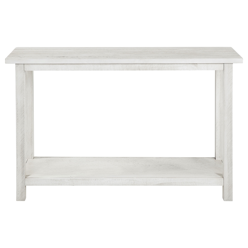 Pemberly Row Wood Entryway Sofa Console Table with Shelf in White
