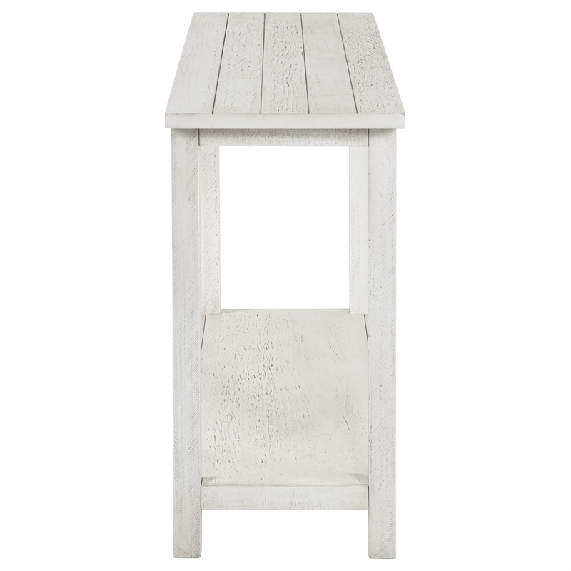 Pemberly Row Wood Entryway Sofa Console Table with Shelf in White