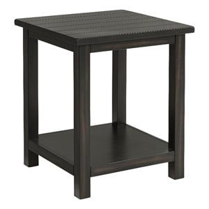 Pemberly Row Square Wood End Table with Shelf in Distressed Java