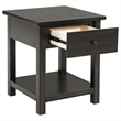Pemberly Row 1-drawer Wood End Table with Shelf in Distressed Java
