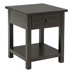 Pemberly Row 1-drawer Wood End Table with Shelf in Distressed Java