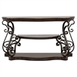 Pemberly Row Scrollwork Entryway Sofa Console Table in Deep Merlot