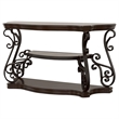Pemberly Row Scrollwork Entryway Sofa Console Table in Deep Merlot