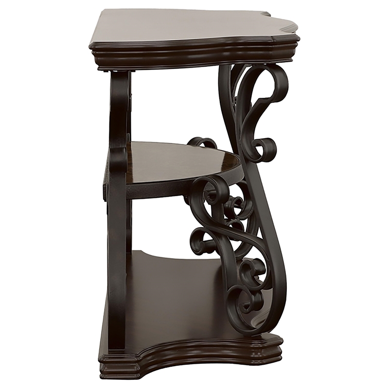 Pemberly Row Scrollwork Entryway Sofa Console Table in Deep Merlot