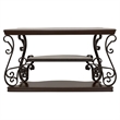 Pemberly Row Scrollwork Entryway Sofa Console Table in Deep Merlot