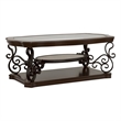 Pemberly Row 1-shelf Glass Top Rectangular Coffee Table in Deep Merlot