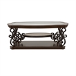Pemberly Row 1-shelf Glass Top Rectangular Coffee Table in Deep Merlot
