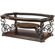 Pemberly Row 1-shelf Glass Top Rectangular Coffee Table in Deep Merlot