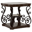 Pemberly Row 1-shelf Glass Top Rectangular End Table in Deep Merlot