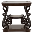 Pemberly Row 1-shelf Glass Top Rectangular End Table in Deep Merlot