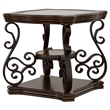 Pemberly Row 1-shelf Glass Top Rectangular End Table in Deep Merlot