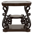 Pemberly Row 1-shelf Glass Top Rectangular End Table in Deep Merlot