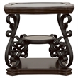 Pemberly Row 1-shelf Glass Top Rectangular End Table in Deep Merlot