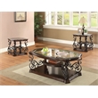 Pemberly Row 3-piece Glass Top Coffee and End Table Set in Dark Merlot