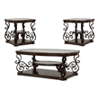 Pemberly Row 3-piece Glass Top Coffee and End Table Set in Dark Merlot