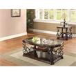 Pemberly Row 2-piece Glass Top Coffee and End Table Set in Dark Merlot