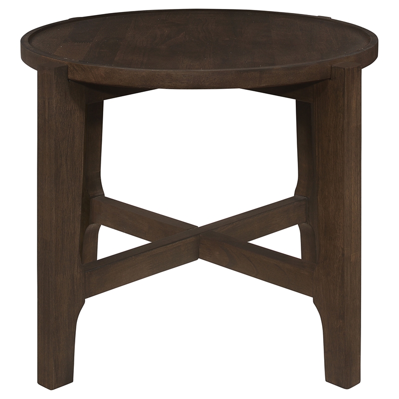 Pemberly Row 2-piece Solid Wood Coffee and End Table Set in Dark Brown