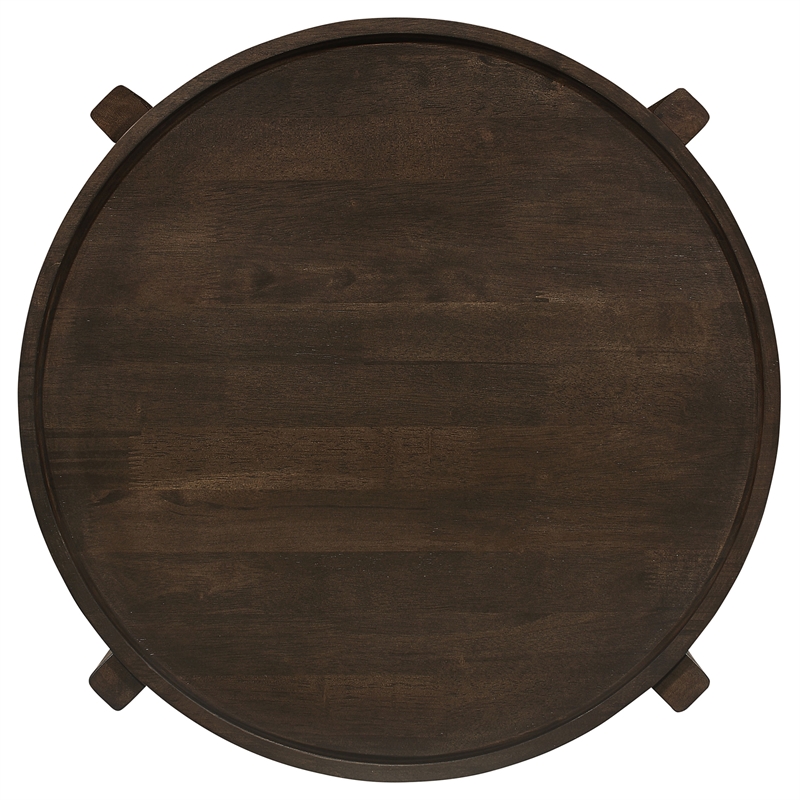 Pemberly Row 2-piece Solid Wood Coffee and End Table Set in Dark Brown