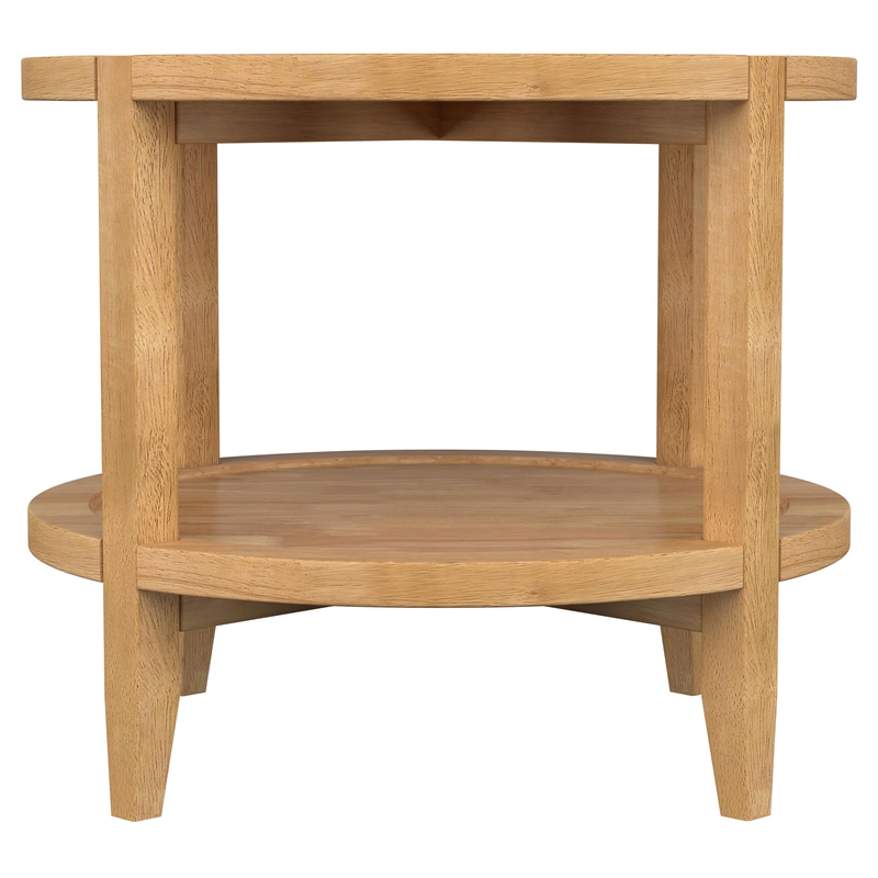 Pemberly Row 2-piece Round Rubberwood Coffee and End Table Set in Maple