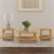 Pemberly Row 3-piece Round Rubberwood Coffee and End Table Set in Maple