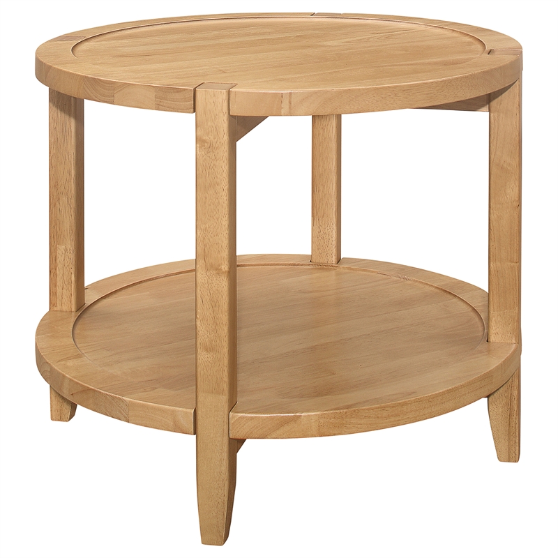 Pemberly Row 3-piece Round Rubberwood Coffee and End Table Set in Maple